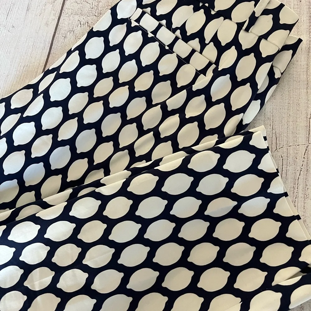Kate Spade Jackie Lemon 🍋 print navy/white cropped pants sz 4 NWOT